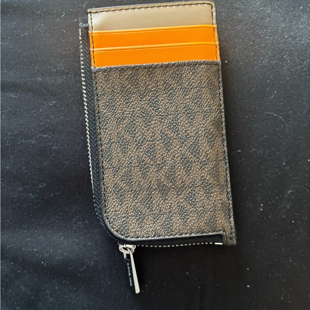 Brown and Orange Michael Kors Card Holder